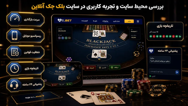 بررسی محیط سایت و تجربه کاربری در سایت بلک جک آنلاین