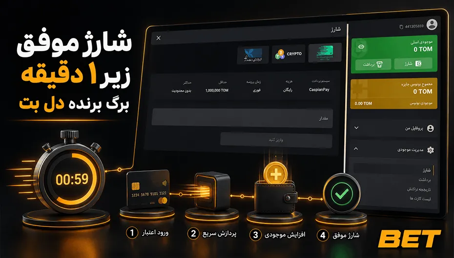 شارژ دل بت موفق زیر 1 دقیقه